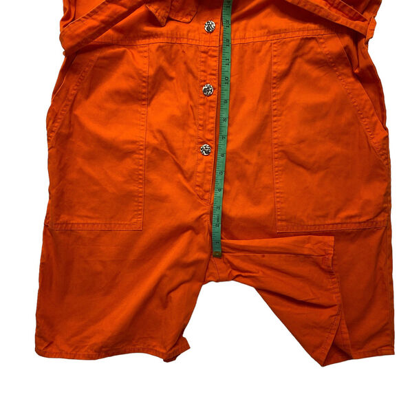 LE SUPERBE Kelly Twill Romper In Neon Orange Size 4 Short Sleeve Shorts - Picture 7 of 7